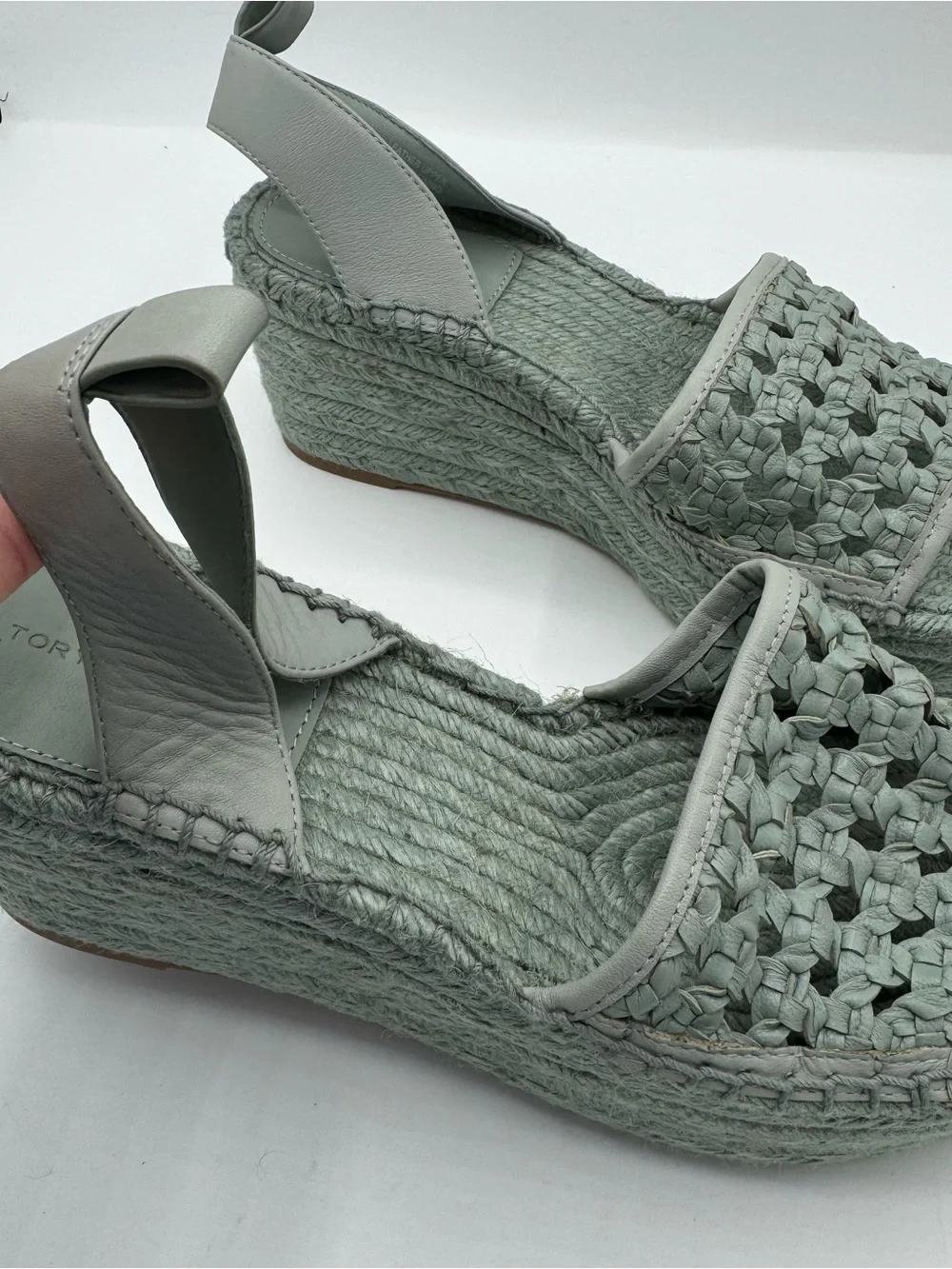 Tory Burch Adey Woven Jute Platform Espadrille Sandals mint green resortwear